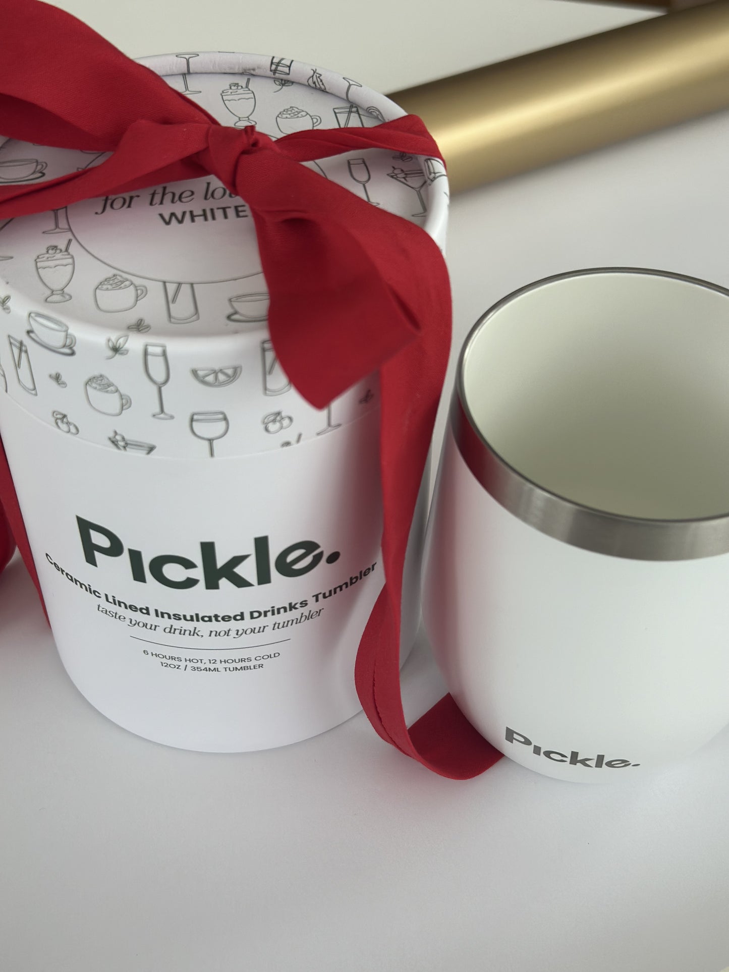 Ceramic-lined Drinks Tumbler - For The Love Of White